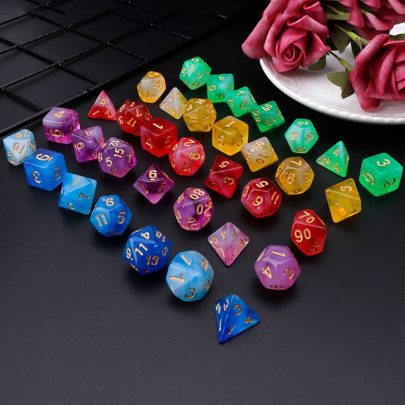 7pcs/set Polyhedral Sided Dice D4 D6 D8 D10 D12 D20 For Poly Table Game