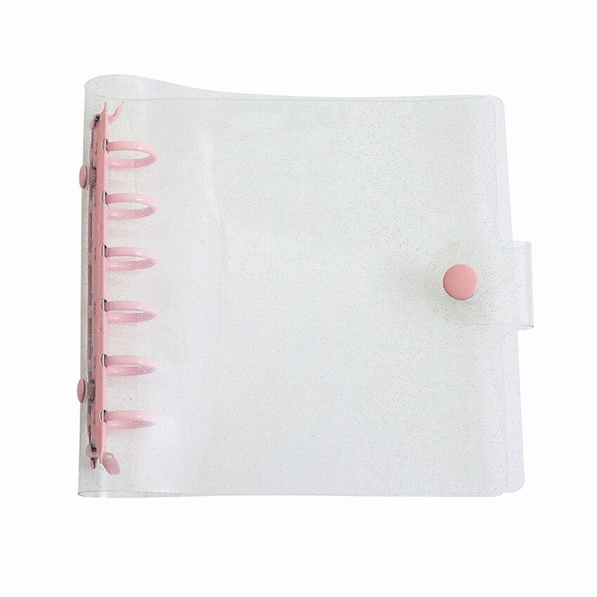 A7 Loose Leaf Postcard Photo Album Glitter Journal Agenda Notebook Planner PVC Binder Idol Card Organizer Book School Stationery: glitter pink 1