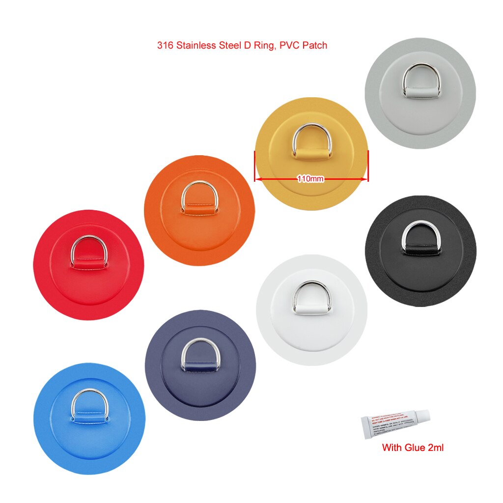 4.3inch 11cm Stainless Steel D Ring Pad/Patch With Glue for PVC Inflatable Boat Raft Dinghy Canoe Kayak Surfboard SUP Tie Down