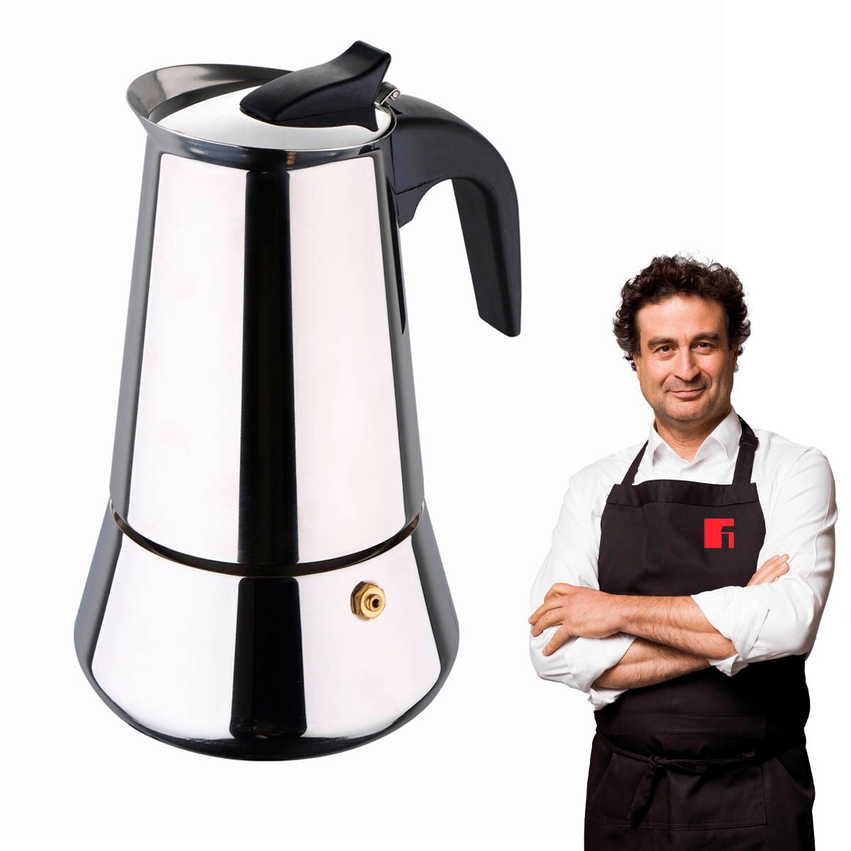 Cafetière italienne en acier inoxydable, machine à café italienne élégante, professionnelle, sûre, poignée en caoutchouc ferme, facile à utiliser et à nettoyer, s&#39;adapte à tous les types de cuisine
