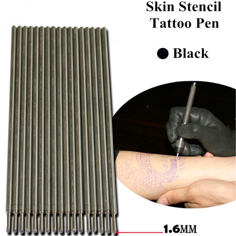 20 stks Skin Stencil Tattoo Pennen Tattoo Huid Markeerstiften voor Tatoeëerders Levering (5 kleuren): Black