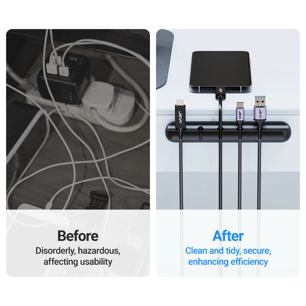 Clips de soporte de Cable adhesivo, organizador de cables de gestión de cables para escritorio, Cable de carga USB, mesita de noche, Cable de alimentación, Cable de ratón