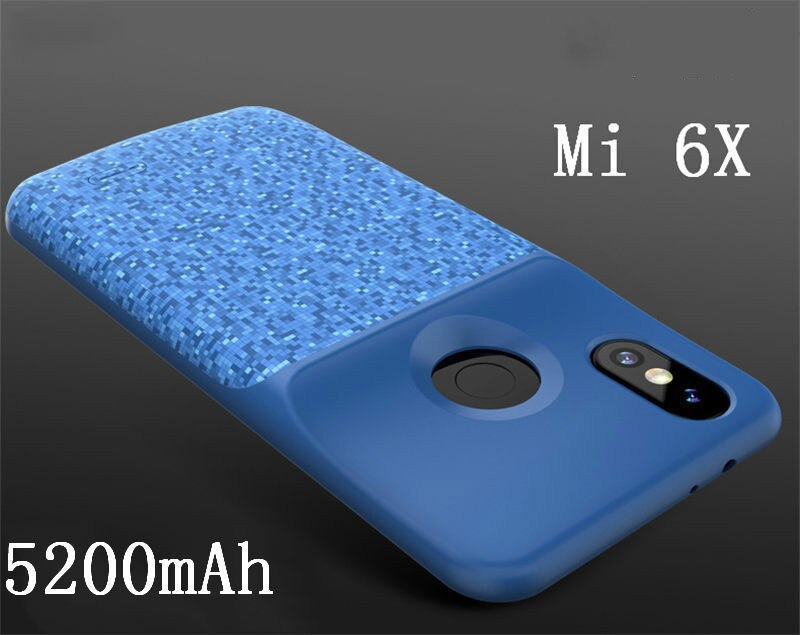 Leioua 5500mAh Battery Charger Case For Xiaomi Mi6 External Charger Cover Backup Power Bank 5200mAh For Xiaomi MI6X Case: Mi6X-Blue