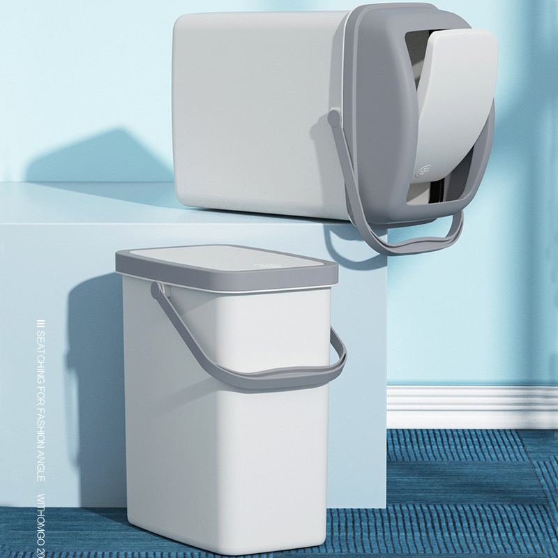 Søppelbøtte med svinglokk, søppelbøtte med lokk med svingtopp, søppelbøtte i plast, søppelbøtte for soverom, kjøkken og toalett