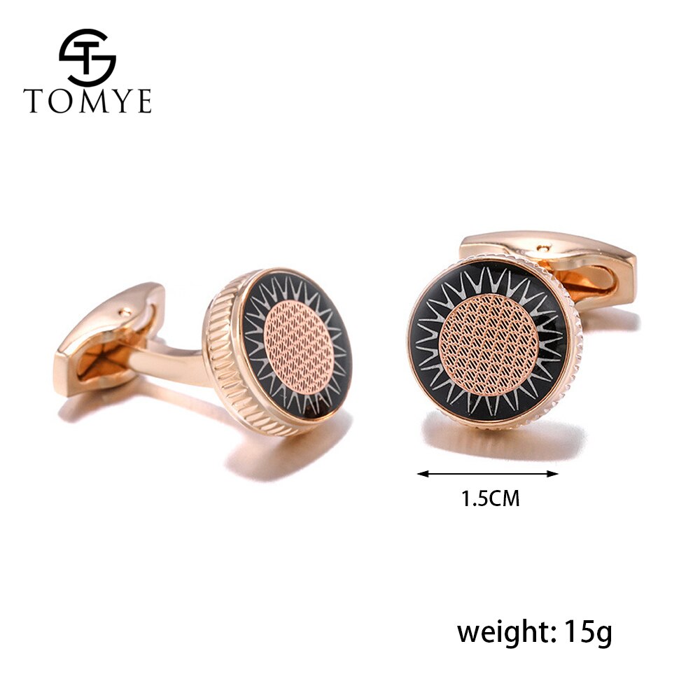 Gemelos para hombre TOMYE XK20S035, gemelos redondos de Metal de oro rosa de para