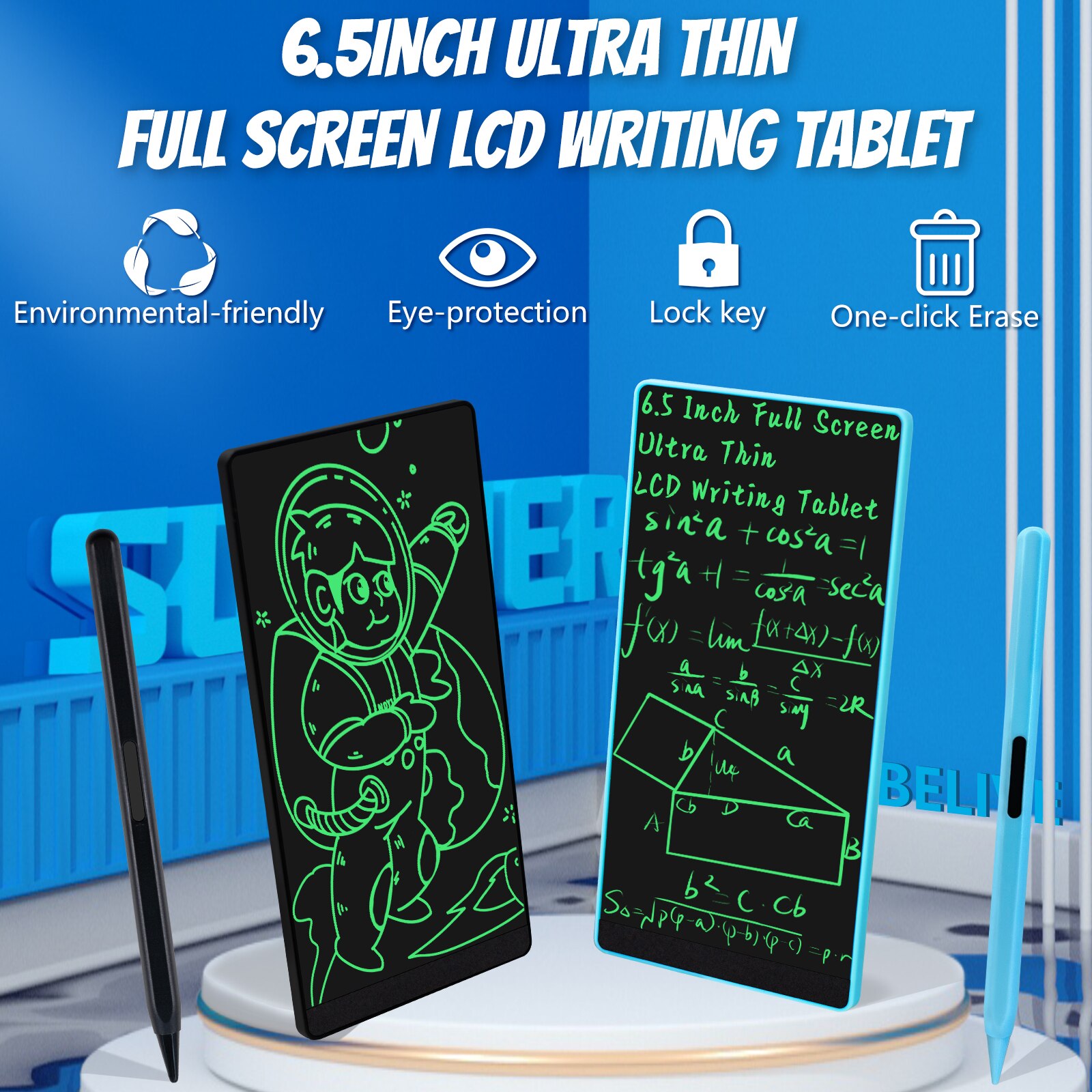 6.5 Inch Electronic Drawing Tablet LCD Writing Tablet Monochrome Handwriting Pad Mini Digital Doodle Board For Kids And Adults