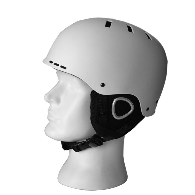 Skihjelm unisex pc-etui + eps inde åndbar sikkerhedsbeskyttelse ultralette aftagelige ørebeskyttelses skiudstyr: Hvid / L