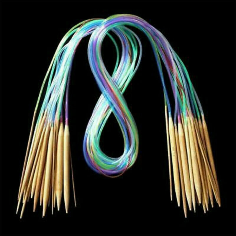 18Pcs Multicolor Tube Circulaire Gecarboniseerde Bamboe Breinaalden