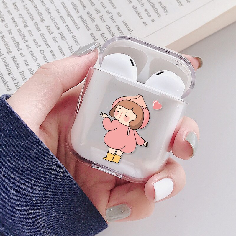 Hard PC Transparent Earphone Cases For Apple AirPods 1 2 Charging Box Cute Cartoon Cactus Crystal Cover Bag For Airpods Cases: A309