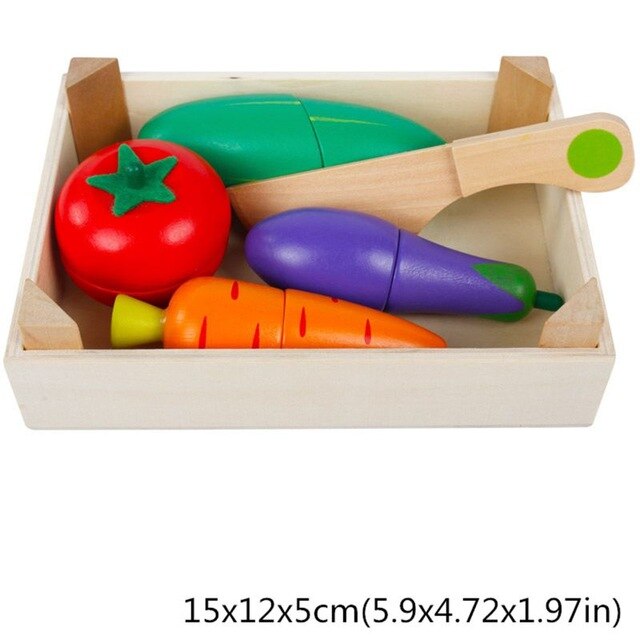 Magnetic Wooden Kitchen toys Fruit and Vegetable Combination Cutting Toys Seafood Set Children Play & Pretend Simulation Playset: 4