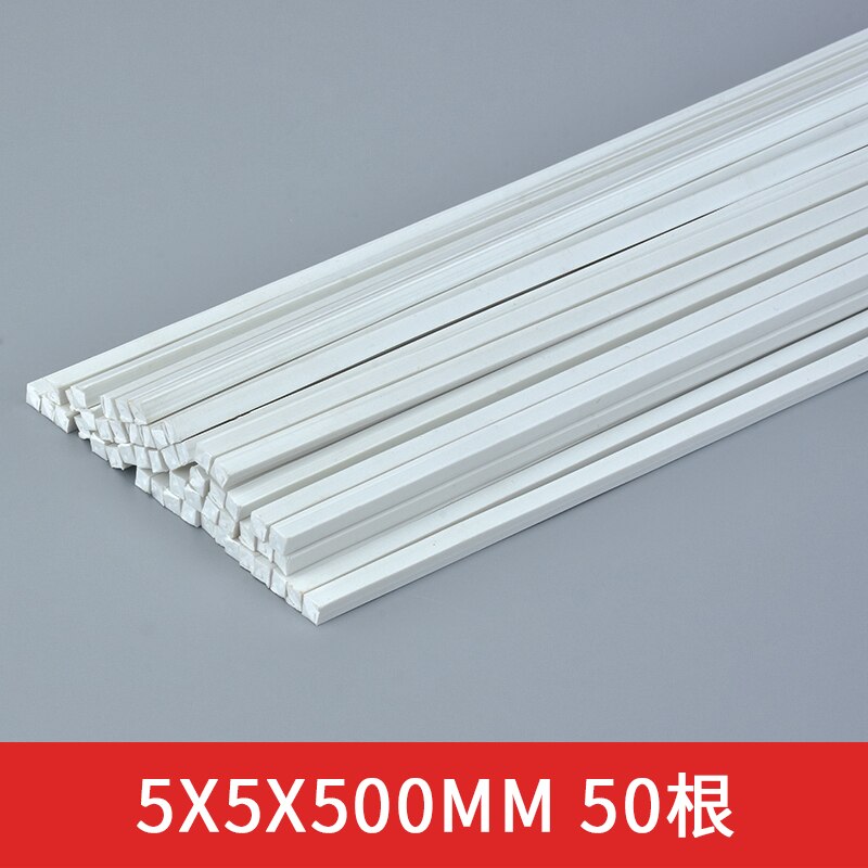 50pcs ABS solid square sticks DIY manual construction sand table model of ABS model transformation of solid rods diorama: 5x5x500mm
