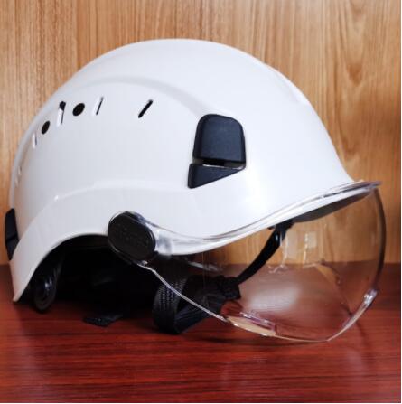 Safety Helmet With Dark Goggles Outdoor Climbing Riding Protective Helmets Working Rescue Hard Hat ABS Work Cap: white clear lens