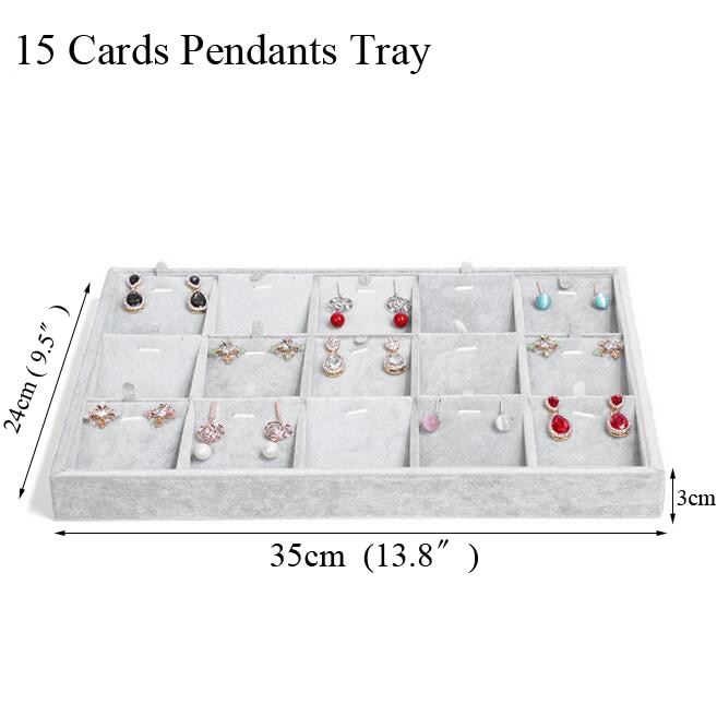 Ice Grey Velvet Jewelry Tray Jewelllery Storage Box Watch Holder Necklace Ring Earrings Pendant Display Organizer Series