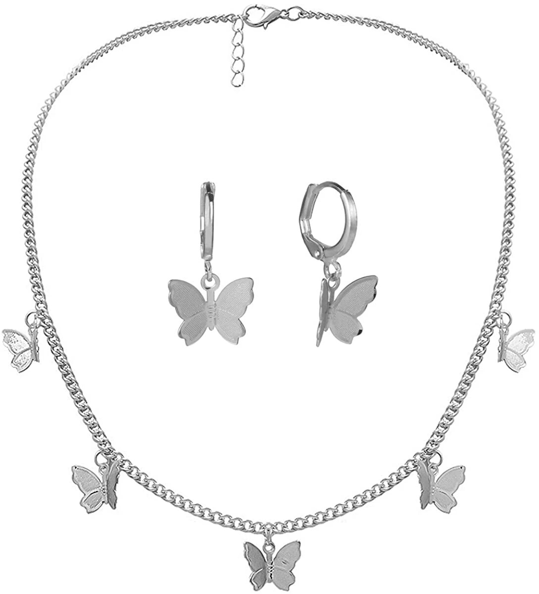 Vlinder Ketting Oorbellen Set Verstelbare Vlinder Collier Charm Oorringen Vlinder Sieraden Voor Vrouwen Meisjes: 1