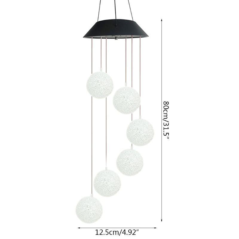 Particle Sphere Solar Powered Wind Chime Light LED Garden Hanging Spinner Lamp Color Changing Lawn Yard Home Decoration