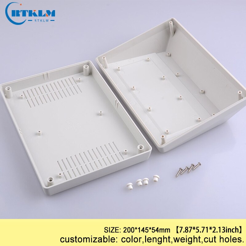 Plastic behuizing elektrische doos abs draad junction box diy project elektronische voeding instrument gevallen Custom 200*145 * 54mm