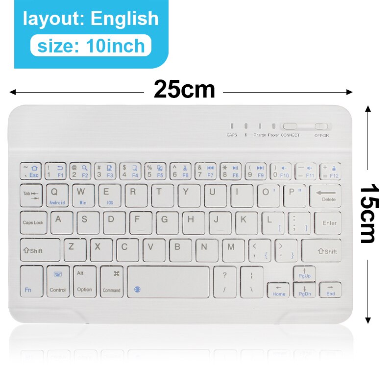 Mini Draadloze Toetsenbord Bluetooth Toetsenbord Voor Ipad Telefoon Tablet Russische Spainish Oplaadbare Toetsenbord Voor Android Ios Windows: 10 in white English