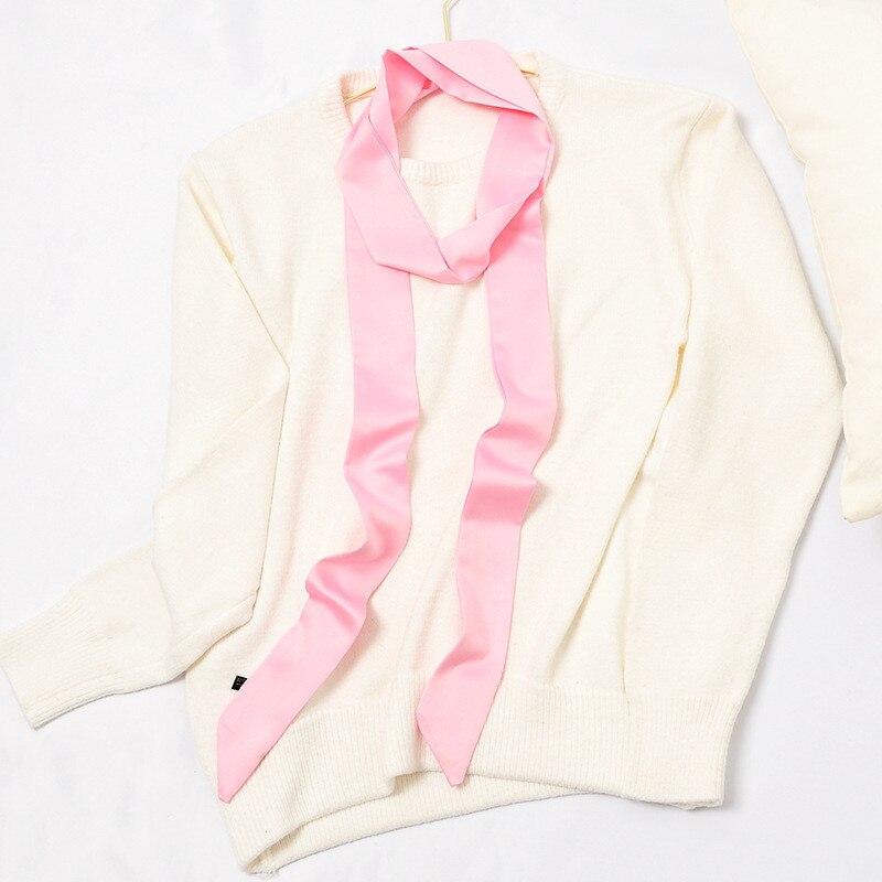 Zijde Dunne Slanke Smalle Sjaals Vrouwen Sjaals Kleine Kettingen Lint Universele Lange Sjaal: Pink 