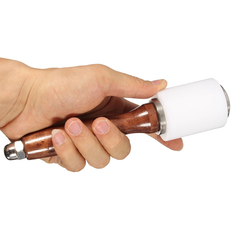 Martillo de grabado para peletería, mango de madera reforzado, herramienta de estampado de corte artesanal de cuero para herramientas de perforación artesanal hechas a mano