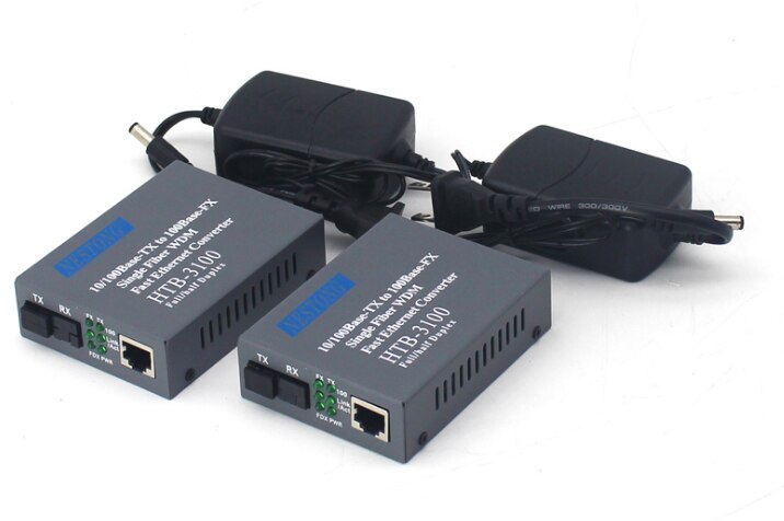 Convertidor de medios de fibra de Puerto SC HTB-3100AB-25KM A/B, 100Mbps, modo único, 25KM, 1 par
