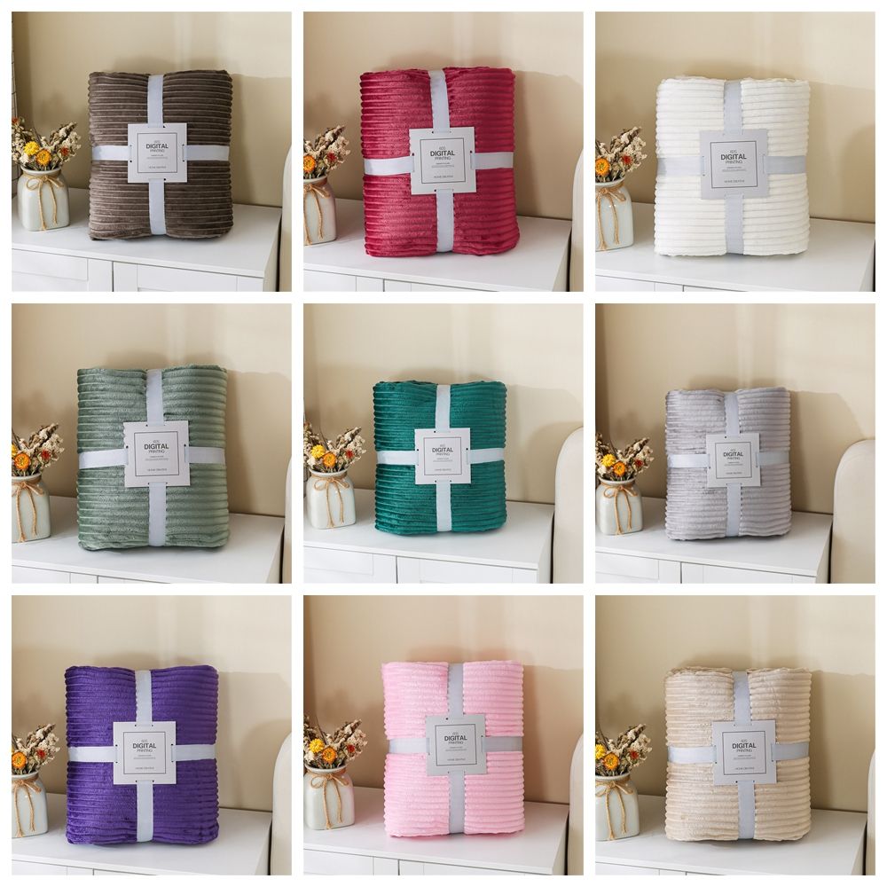 10070cm Camping Warm Cozy Lightweight Fuffy Throw Flannel Solid Color Blanket