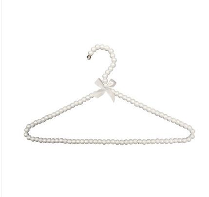 Sainwin 5 stuks/partij 40cm dames parel plastic hangers mooi voor roze witte jas pak jurk hanger hangers voor kleding: Wit