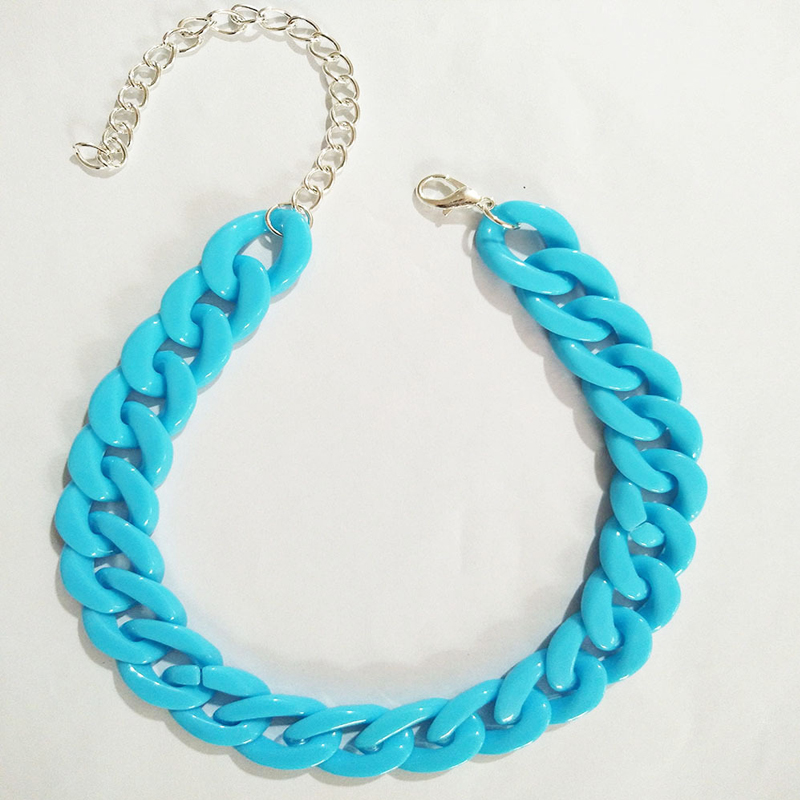 Collar acrílico grueso para mujer y hombre, Gargantilla larga de plástico Bohemia, colgante, de joyería Declaración