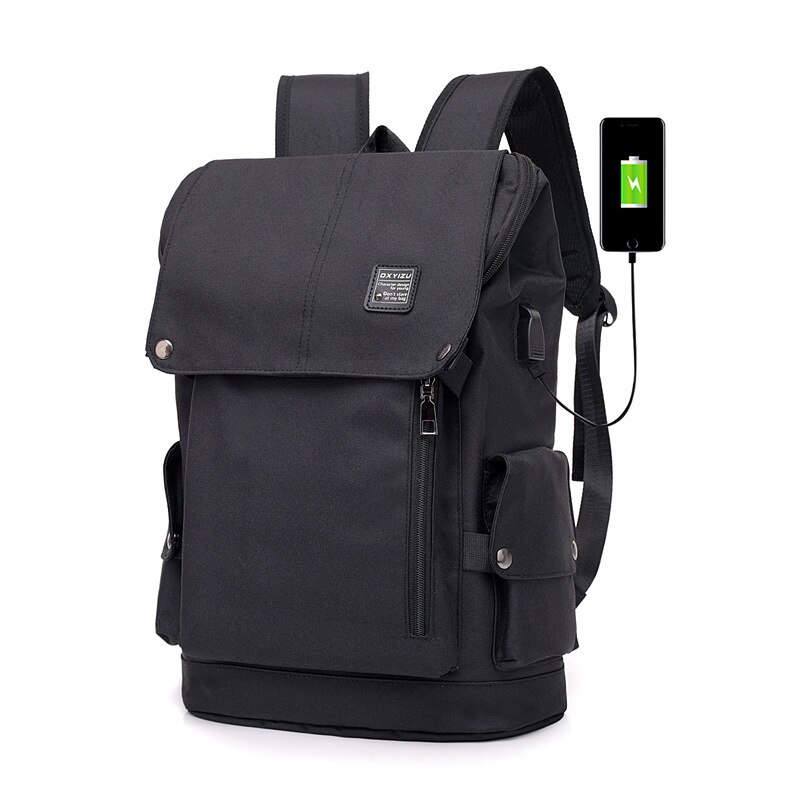 Fengdong – sac à dos de lycée étanche pour garçons, grand sac à dos usb anti-vol, sac de voyage pour hommes, cartable pour garçons: Black