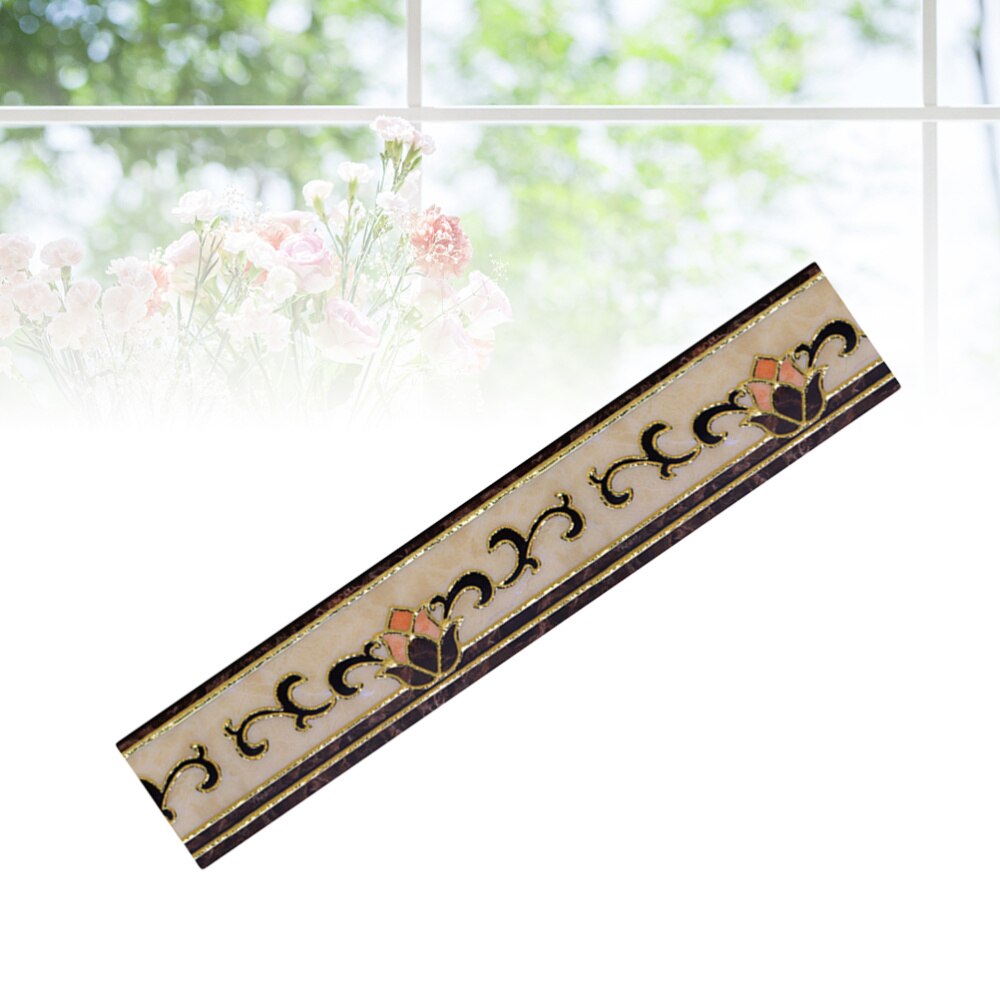 1 Pc Wallpaper Border Sticker Waterproof Self Adhesive Gold-plated Floral Stickers Waist Line Wall Sticker (500X10CM)