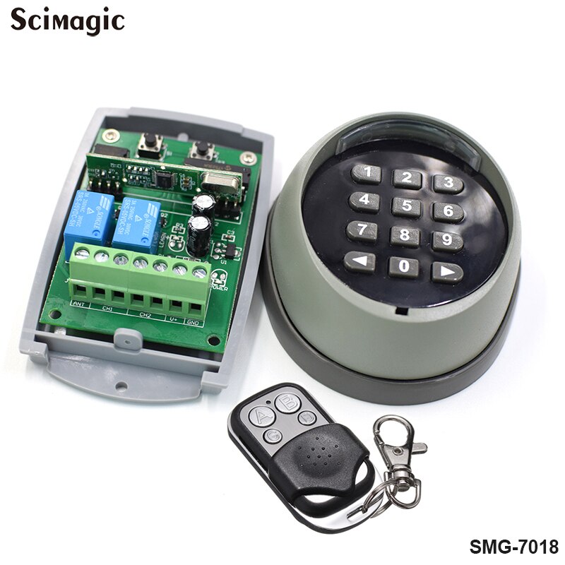 Teclado con contraseña para Control de acceso de puerta de garaje, teclado numérico de Metal, abridor de puerta de garaje, 12V/24V, Kit de Control de acceso de receptor 2CH
