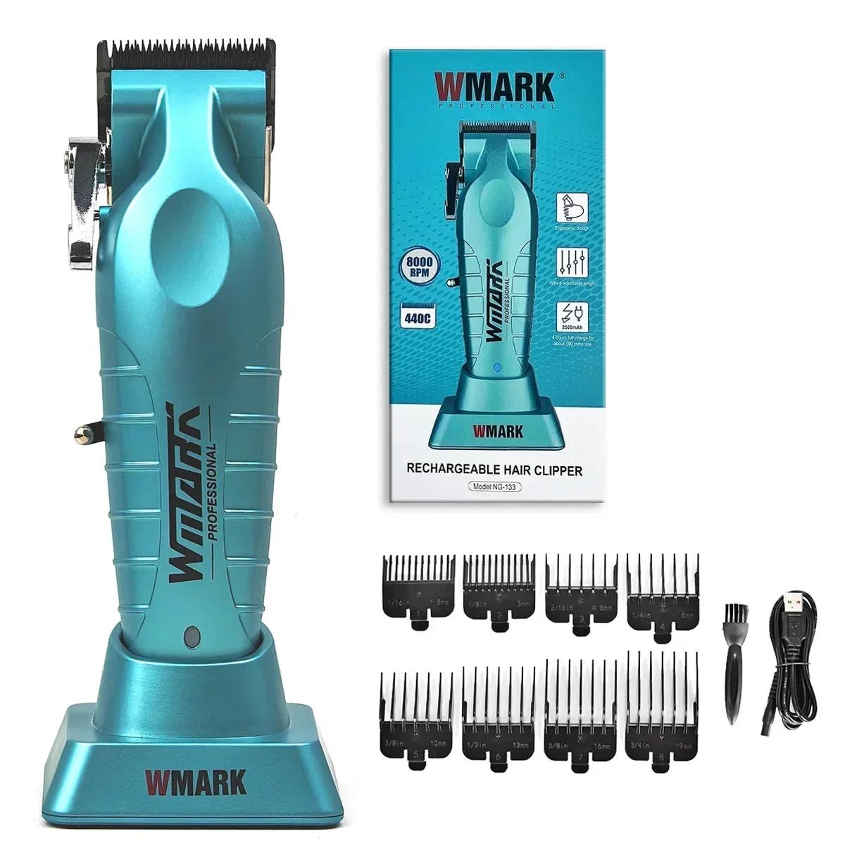 WMARK NG-317 Electric Hair Trimmer Oil Head Sculpt Contour Hair Finish Hair Salon Barber Machine with Charge Base: green