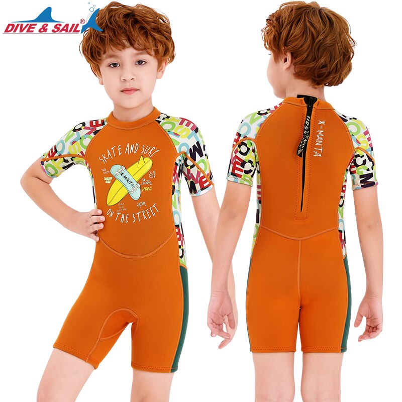 1set diving suit for kids 2.5mm Neoprene Shorty Wetsuit Swimming Boys Girls Sunscreen Surfing Scuba Diving Wet Suit Snorkeling: M150608K-B / XXL