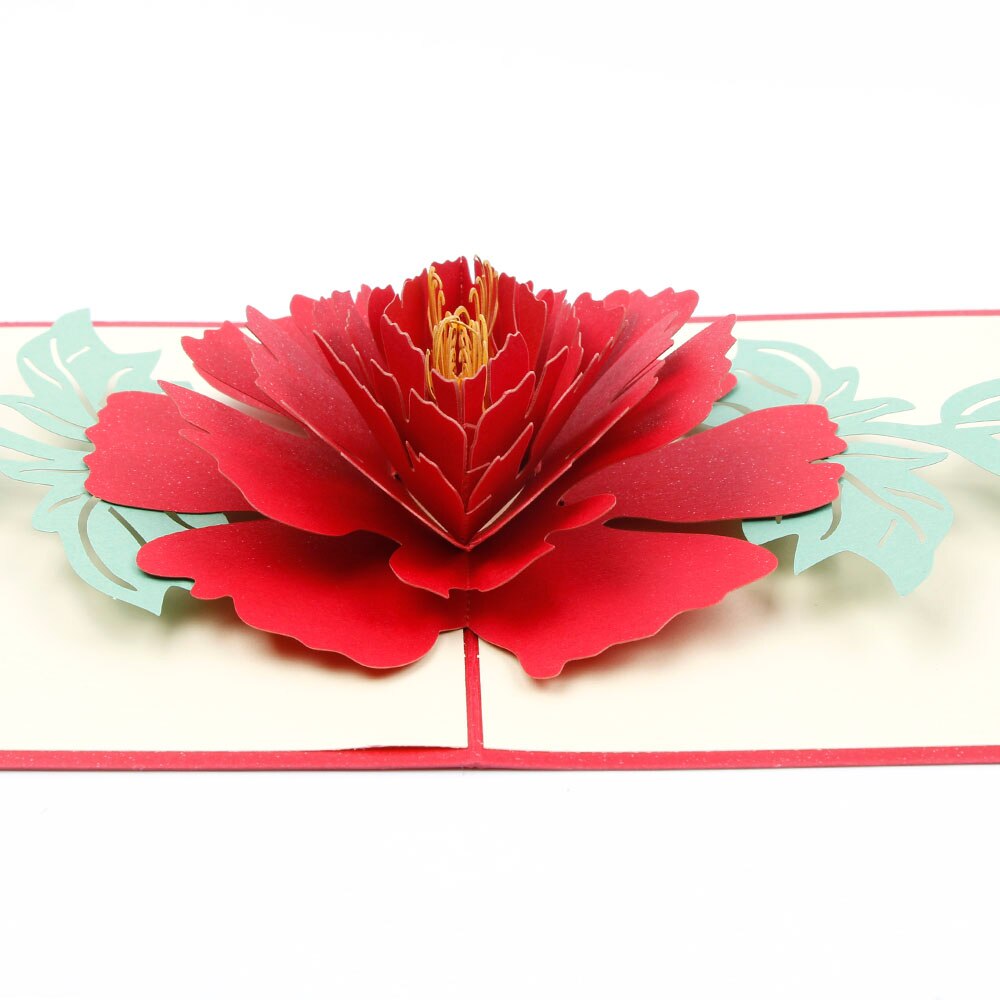 3D Pop Up Greeting Cards Peony Birthday Valentine Mother's Day Christmas Thanks Postcard Letter Paper