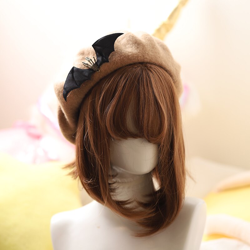 Qiu Dong Diablo Stijl Baret Gothic Lolita Bat Wing Skelet Handen Baret