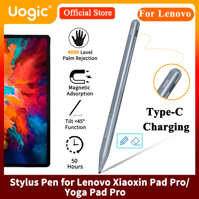 Uogic Stylus Pen for Lenovo Xiaoxin Pad Pro, 4096 Pressure Sensitivity, Palm Rejection, for Lenovo YOGA Pad Pro/Tab P11 Pro: Blue-Type-C