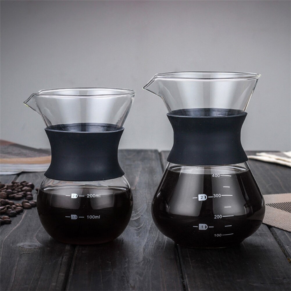 200ml/400ml Thicken Glass Coffee Pot with Handle Espresso Water Drip Coffee Maker Reusable Coffee Tea Filter Tools