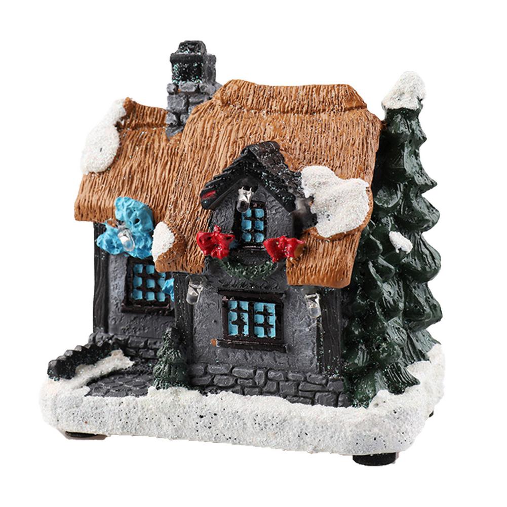 Christmas Decorations Lighthouse Christmas Scene Village Houses Town With Warm White Dream European Style Snow House Kids 1: 05