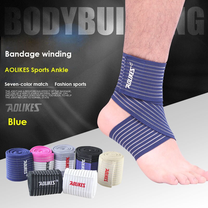 AOLIKES 1PCS Outdoor Sports Spirally Ankle Brace Support Pro Soccer Basketball Ankles Protection Adjustable Elastic: Blue