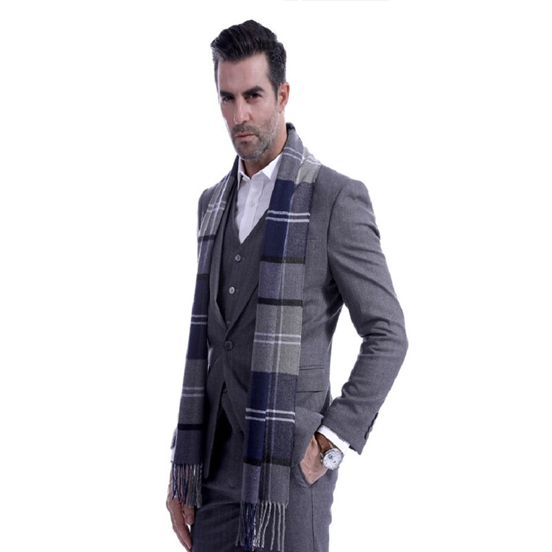 Herrer scotland blødt tørklæde uld check plaid vinter varmt sjal hals wrap lange tørklæde mænd tørklæder plaid varme wraps: C