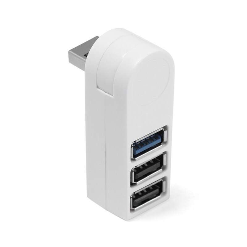 Mini Rotatable 3 Port USB 3.0 Hub High Speed Data Transfer Splitter Box Adapter USB Expander for PC Laptop: White