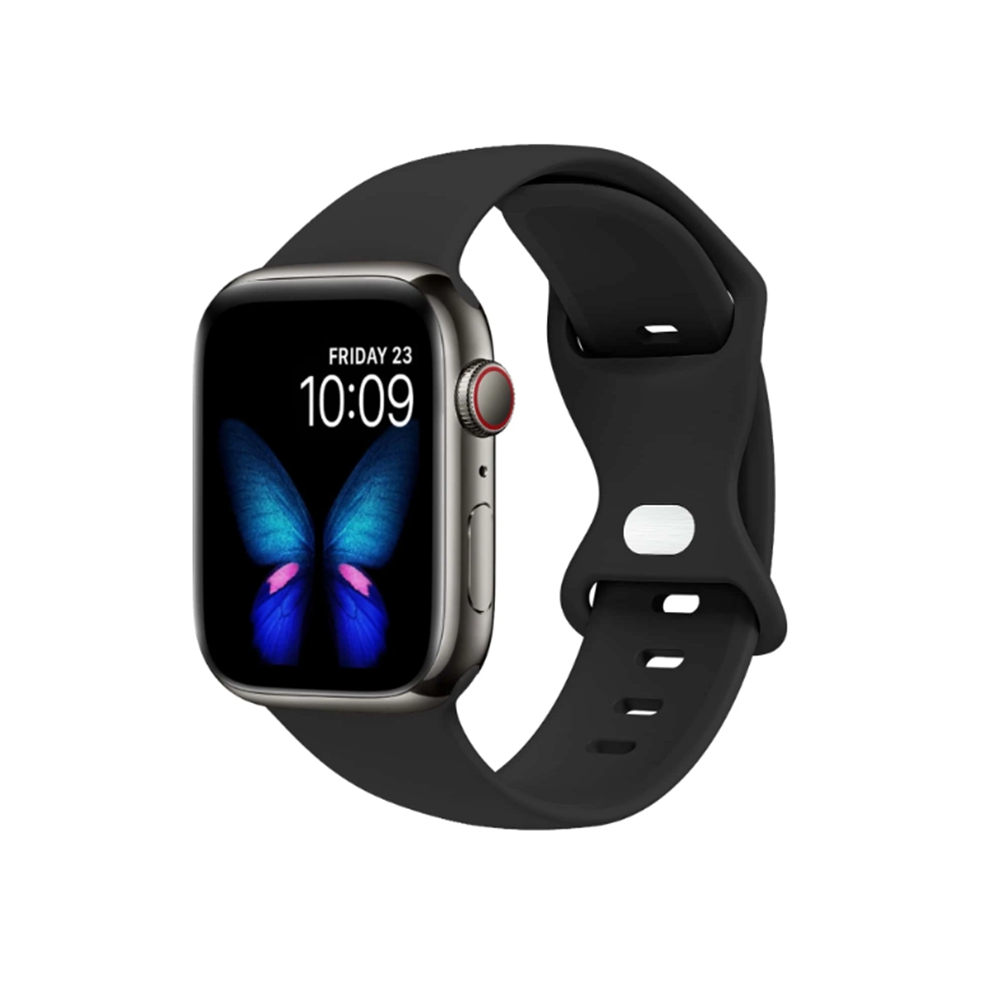 Siliconen lus Voor Apple Horloge band vrouwen voor iwatch 10/9/7/38mm 40mm 41mm 42mm 44mm 45mm 46mm Band: Steenkool zwart / 15Mm