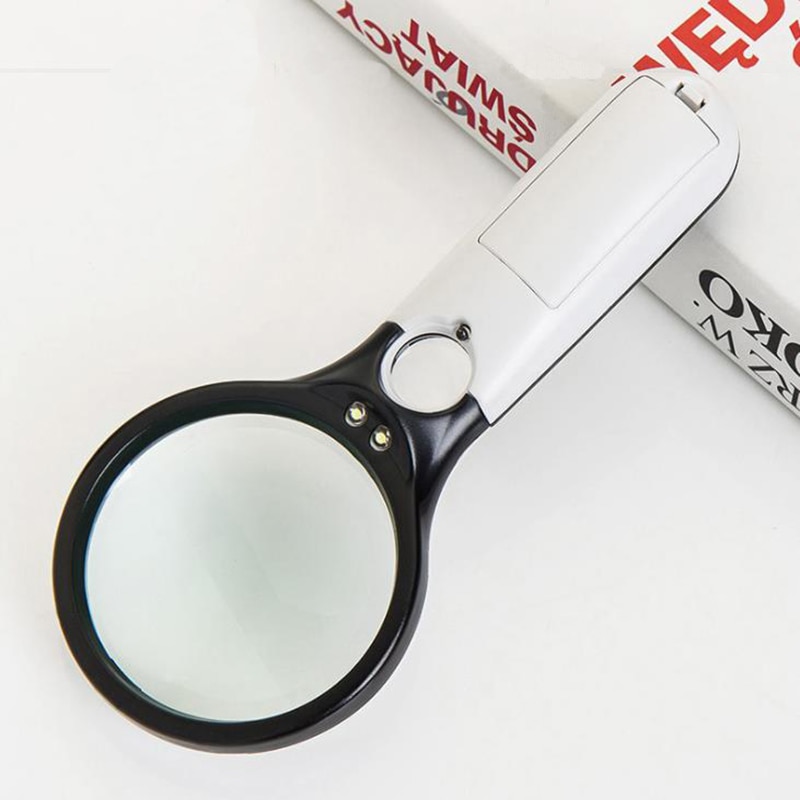 Handheld Illuminated Magnifier 3X 45X Microscope Magnifying Glass Aid Reading for Seniors Loupe Jewelry Repair Tool With 3 LED