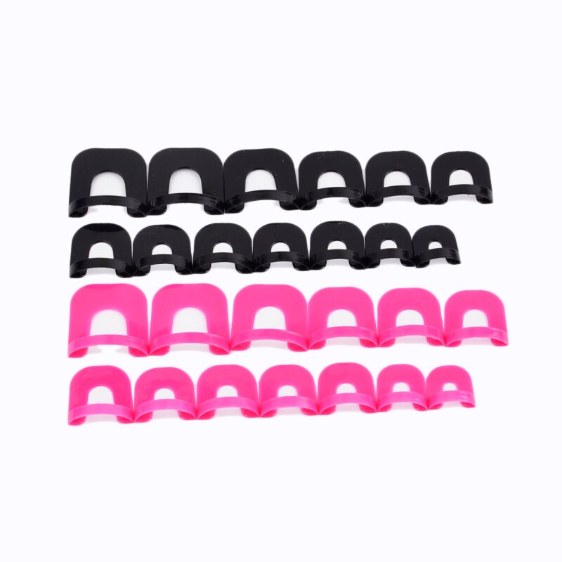 26 stks/set Plastic Nagellak Anti-overflow Klem Roze Zwart Nail Vorm Gel Model Clip DIY Manicure Protector Vinger stickers