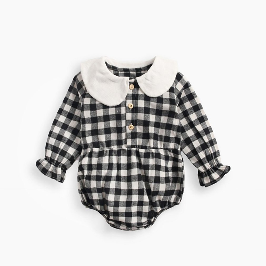 Été bébé barboteuse coton manches courtes Triangle barboteuse pour bébé garçon et fille noir/gris et blanc Plaid été bébé vêtements