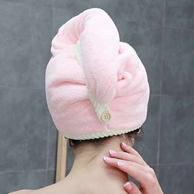 Hair Towel Thick Dry Hat Microfiber Turban For Lady Women Quick Drying Bathing Cap Set Towels Cotton Polyester Soft Shower Cap