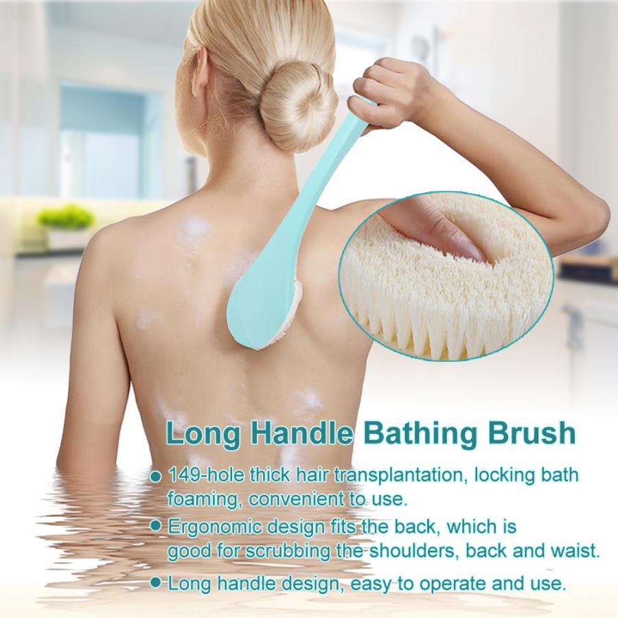 38 Cm Lange Handvat Baden Douche Zachte Borstel Massage Voor Volwassen Baby Groen