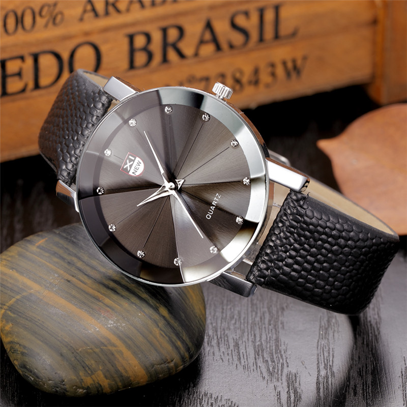 Relogio Masculino Xinew Goedkope Horloges Voor Mannen Mode Lederen Band Eenvoudige Quartz Polshorloge Erkek Barato Saat Zwart