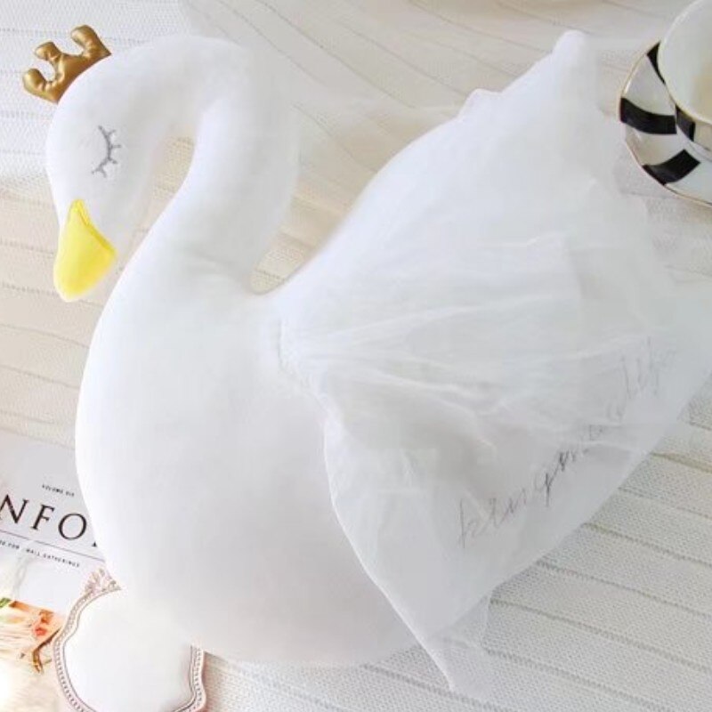 Babypude svane krone gaze pude pude baby ledsage sovende dukke børns seng værelse dekoration legetøj: Svanedesign 2