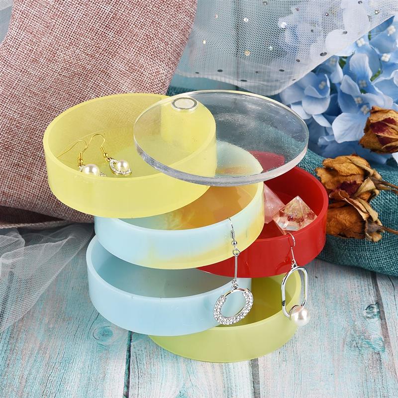Handmade Rotating 3-Tiered Tray Jewelry Storage Organizer Mold DIY Box Epoxy Resin Casting Silicone Mold Art Craft Tools