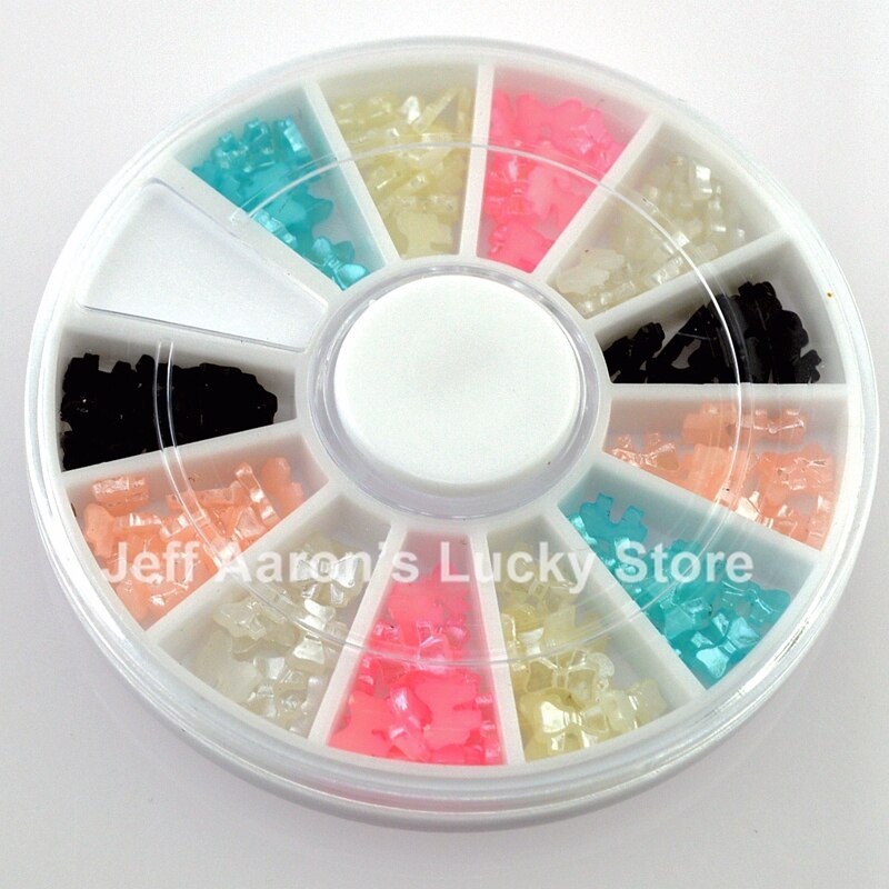 6 Kleuren Beauty 3d Strikje Parel Wheel Acryl Nail Art Glitter Decoratie Gereedschap Nail Accessoires